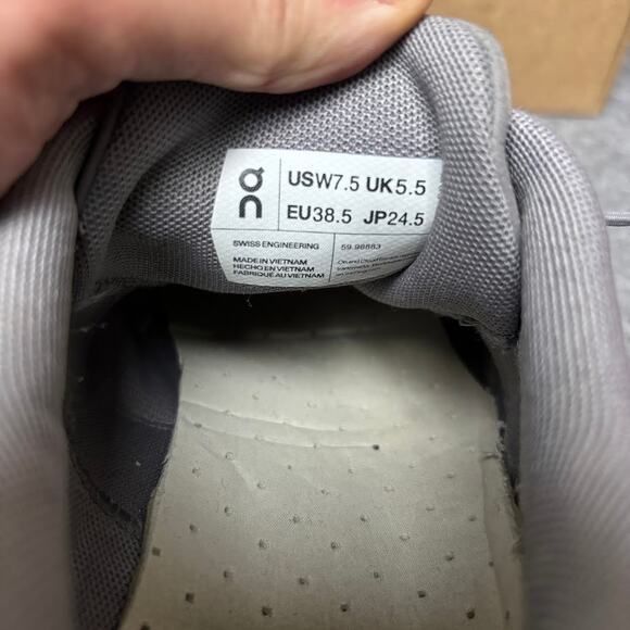 On Cloud 5 Zinc Gray Mesh Athletic Running Shoes Womens Size 7.5 US 59.98883 - Picture 8 of 9